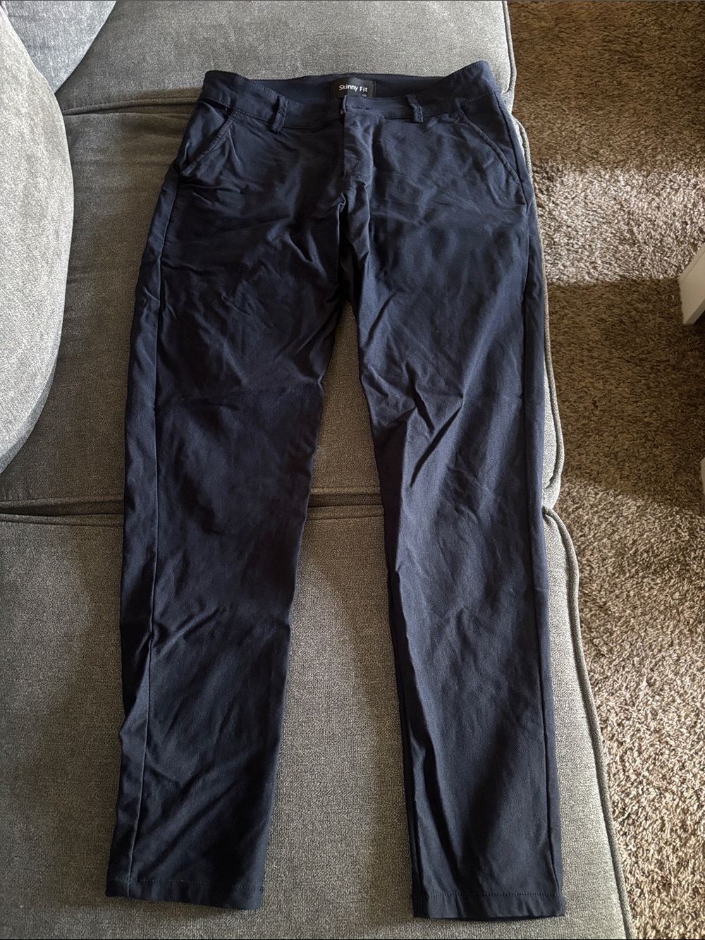Dark Blue Mens Skinny Fit Chino Pants